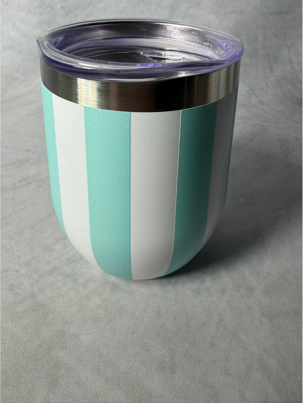 Dolly Parton 12 oz Wine Tumbler Blue Stripe Butterfly Stainless Steel w/ Lid